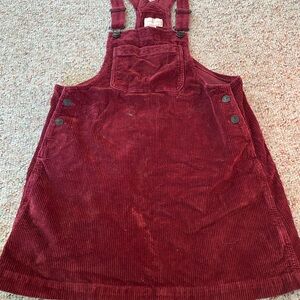 American Eagle Outfitters Women's Corduroy Overalls in Rich Red